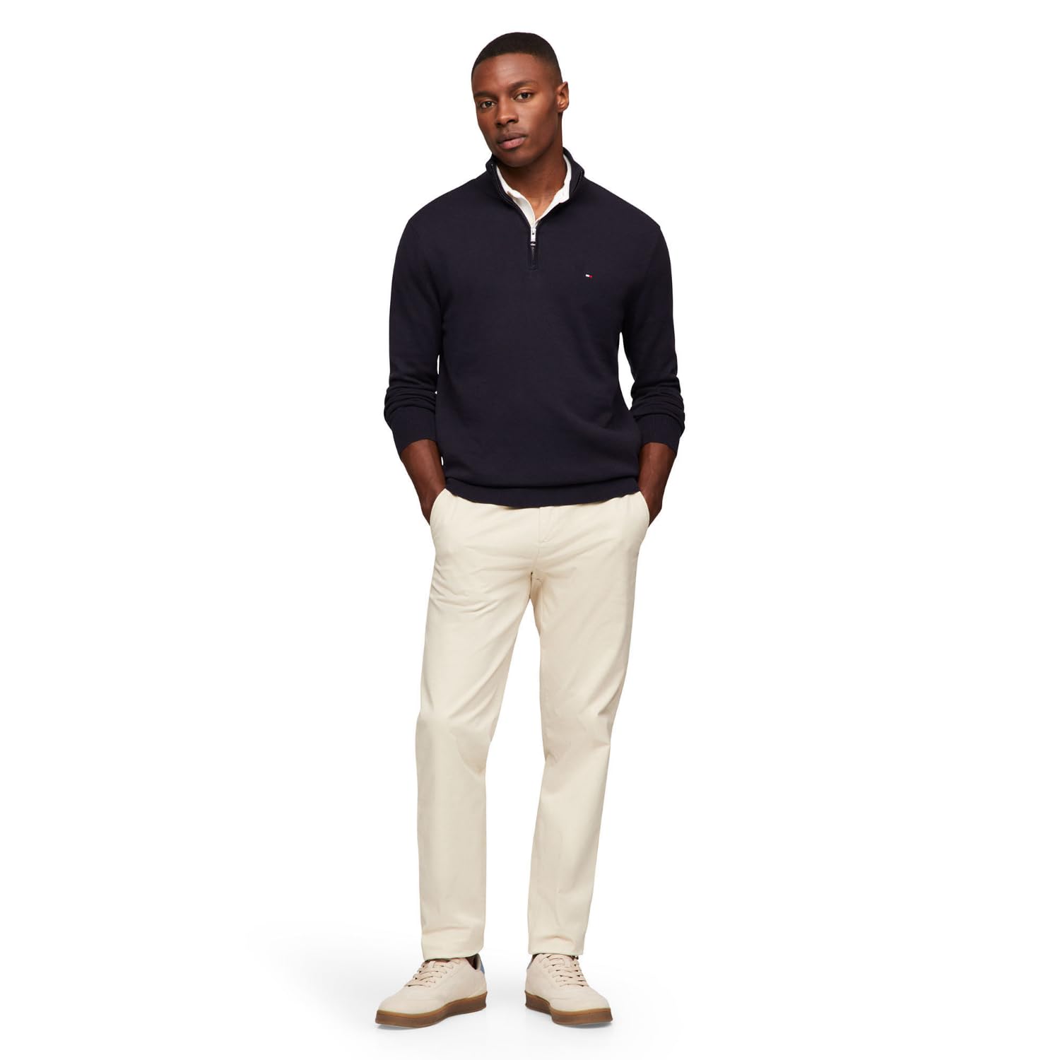 Suéter Tommy Hilfiger Essential Cotton Quarter Zip Mock Mock