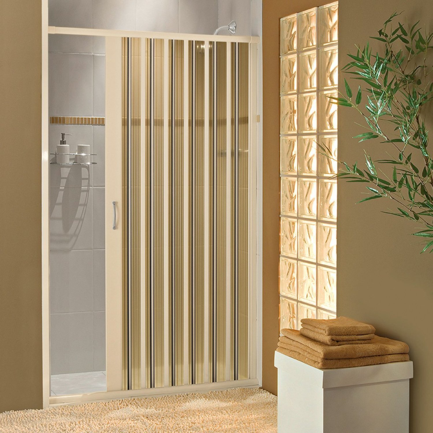 Kit Box Frontal De Pvc 185x70cm Sanfonado Bcf Bege