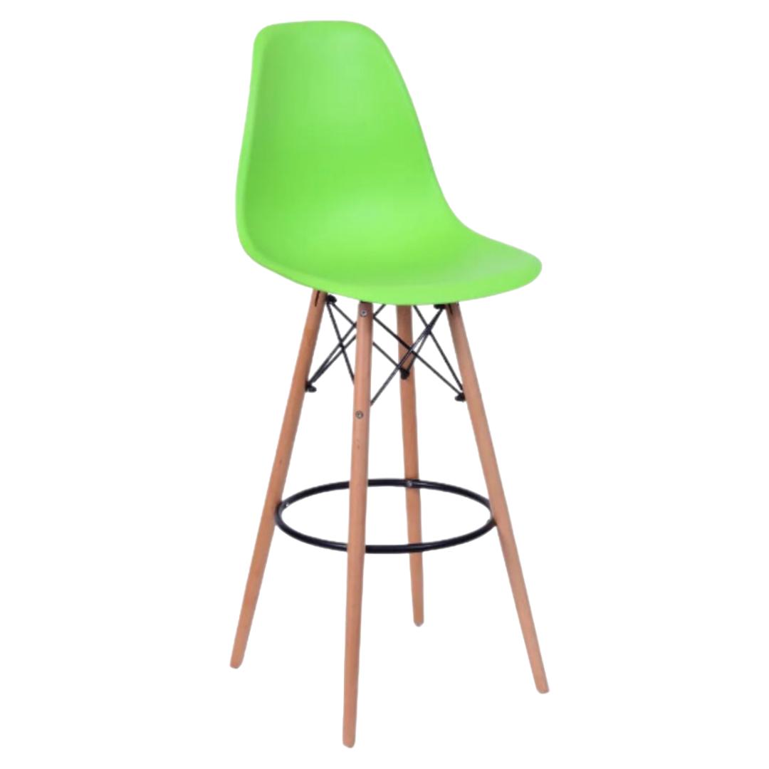 Banqueta Alta Eiffel Eames Base Madeira Cozinha Bar - Verde