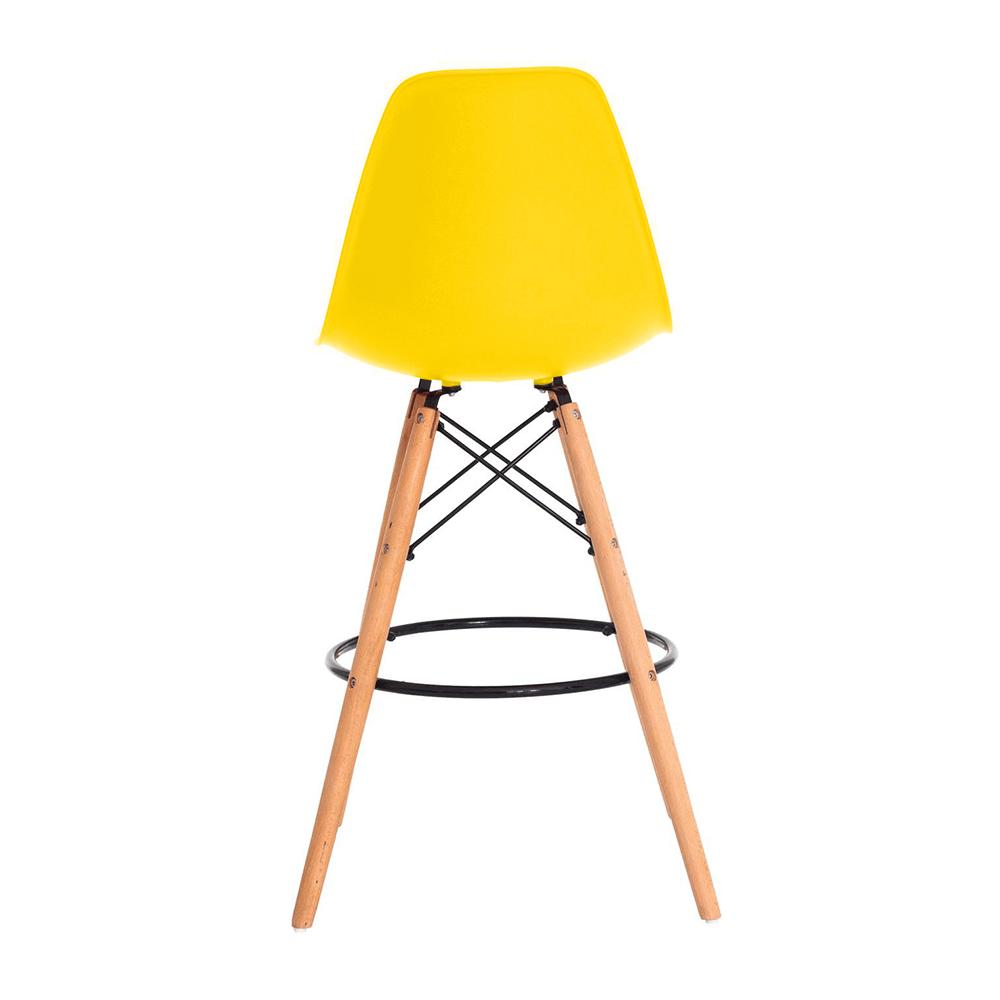 Banqueta Alta Eiffel Eames Base Madeira Cozinha Bar - Amarelo