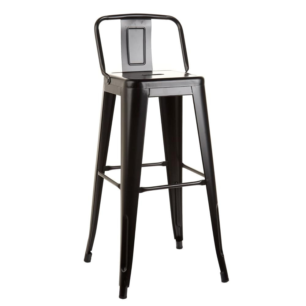 Banqueta Alta Tolix Preta Com Encosto