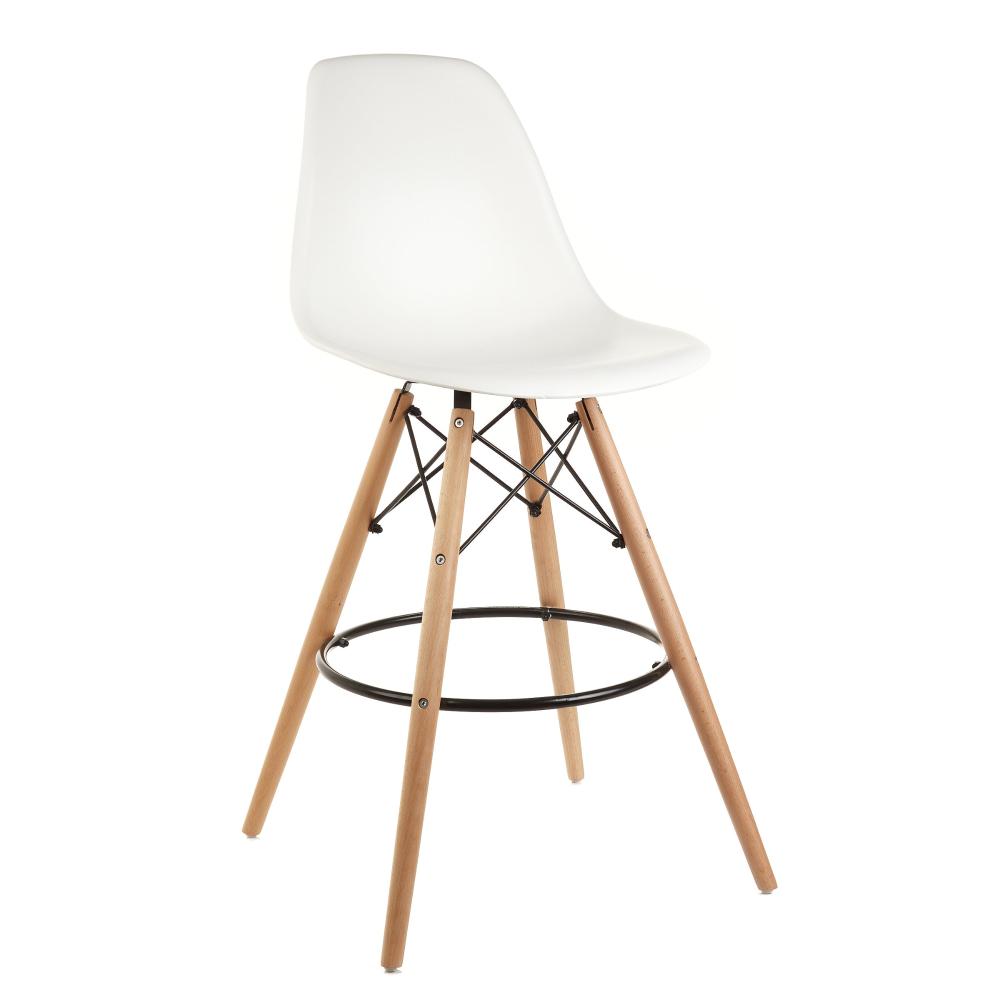 Banqueta Alta Eiffel Eames Base Madeira Cozinha Bar - Branco