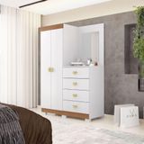Roupeiro Cômoda 2 Portas Espelho Equador Branco Camarim