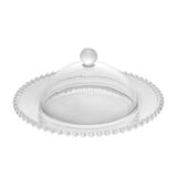 Prato C/tampa De Cristal Para Queijo Pearl Bolinha Transparente 20x9cm Wolff