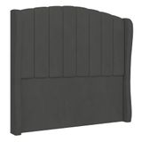 Cabeceira Casal Cama Box 140cm Glenda Z04 Veludo Grafite - Mpozenato