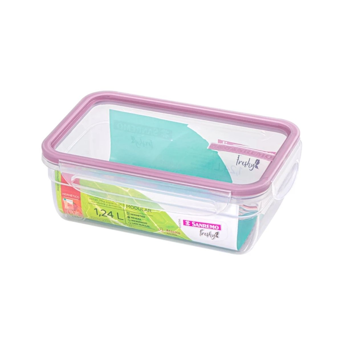 Pote Hermético Com Travas 1,24l Modular Sanremo Freshy Fitness Academia Marmita Cozinha Alimentos