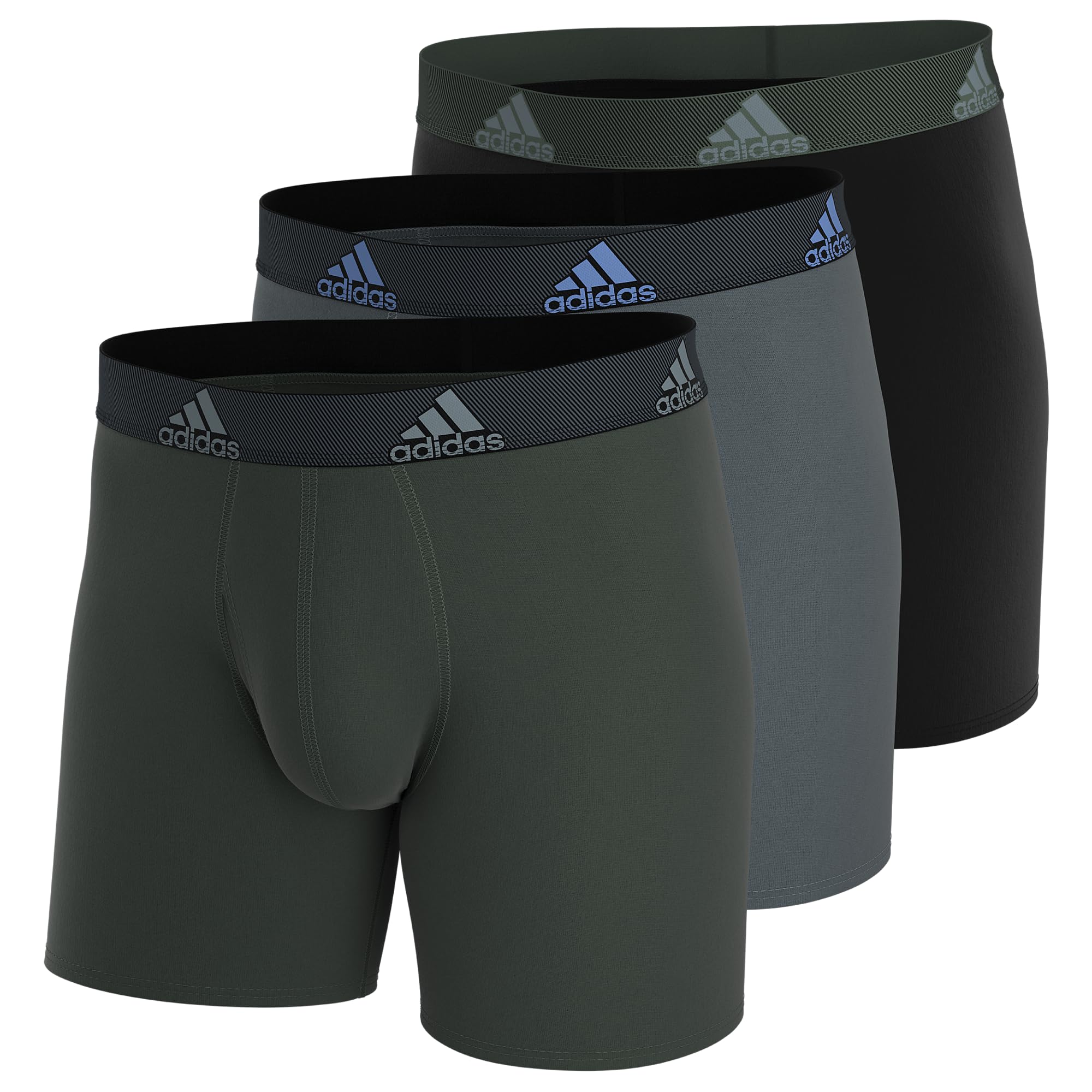 Cuecas Boxer Adidas, Pacote Com 3 Unidades Para Homens, Óxido Verde/cinza/azul Xxl
