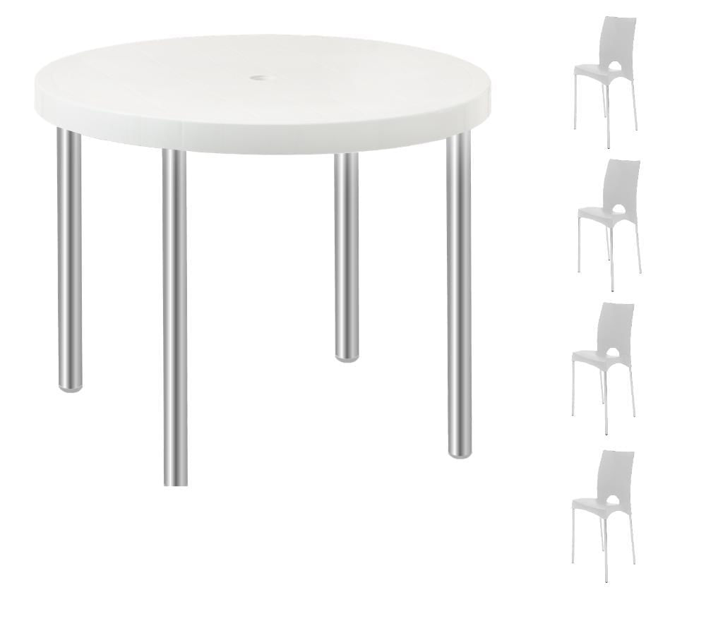 Conjunto Mesa Manila Branca + 4 Cadeiras Boston Preta