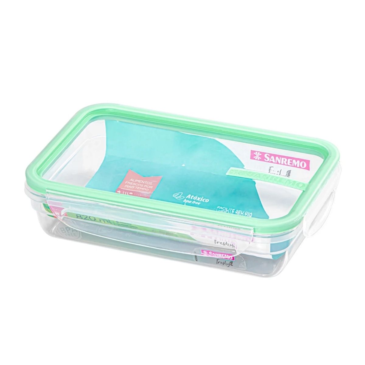 Pote Hermético Com Trava 820ml Modular Sanremo Freshy Leve Fitness Academia Marmita Cozinha Alimento