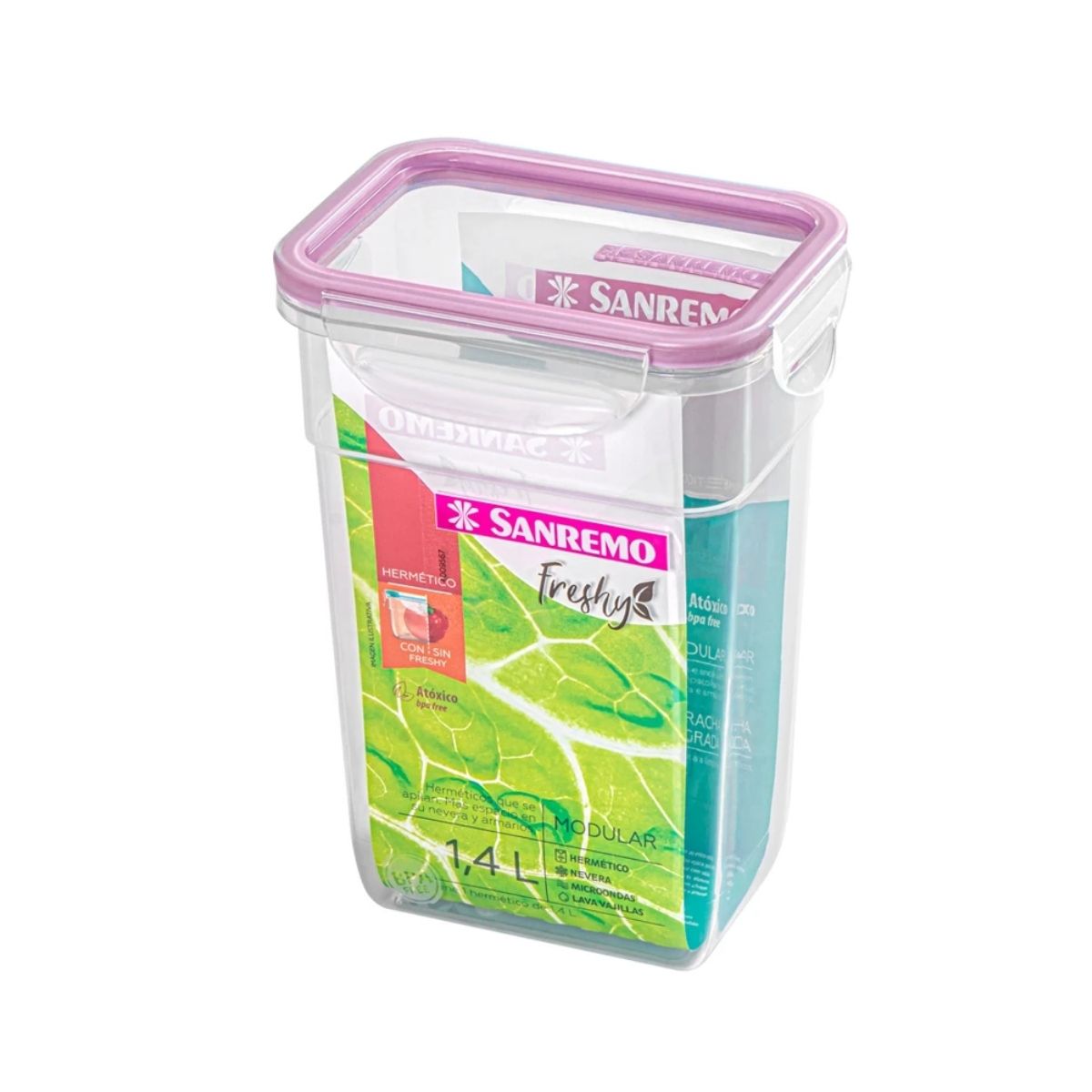 Pote Hermético Com Trava 1,4l Modular Sanremo Freshy Cores Fitness Academia Marmita Cozinha Alimento
