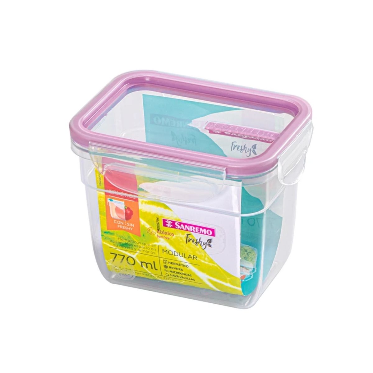 Pote Hermético Com Trava 770ml Modular Sanremo Freshy Leve Fitness Academia Marmita Cozinha Alimento