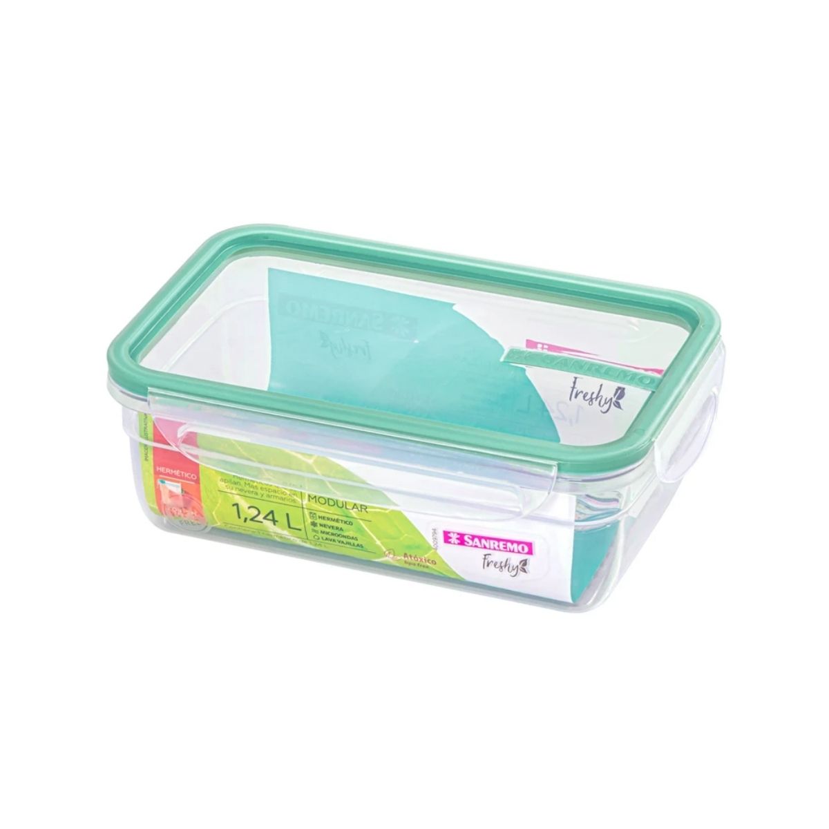 Pote Hermético Com Travas 1,24l Modular Sanremo Freshy Fitness Academia Marmita Cozinha Alimentos
