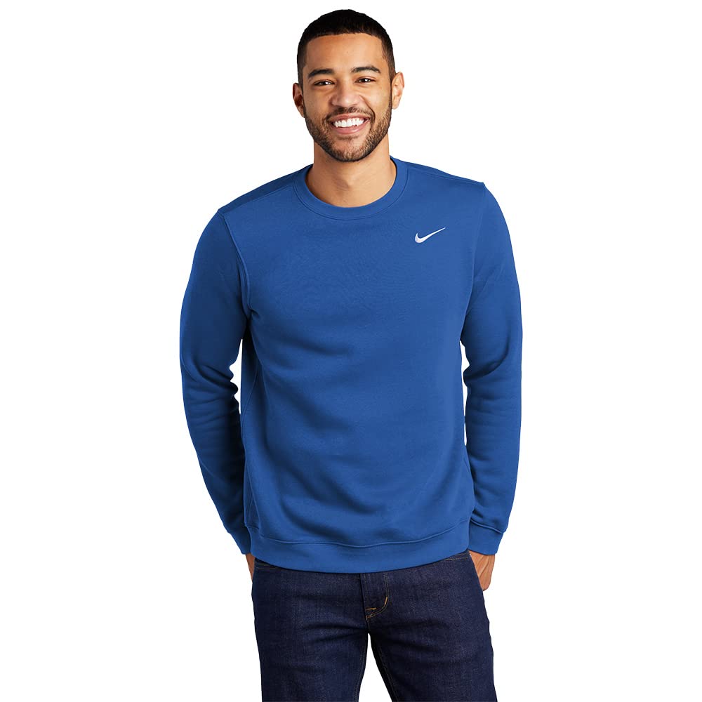 Moletom Com Capuz Nike Club Fleece Crew Cj1614 Para Homem - Royal - 4xl