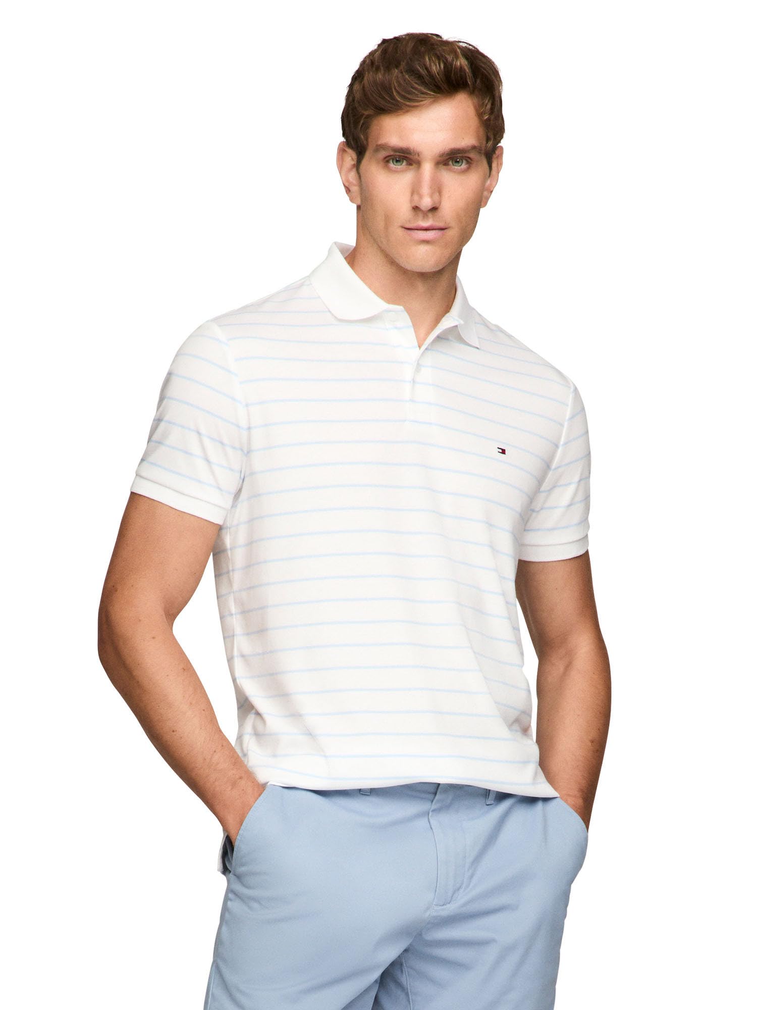 Camisa Polo Tommy Hilfiger De Algodão Líquido De Ajuste Regular Para Homens