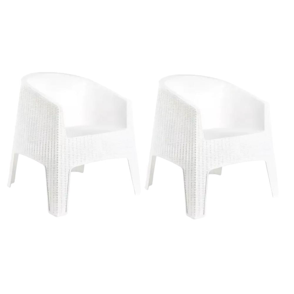 Conjunto 2 Poltronas Rattan Ibiza + Mesa Capri - Branco