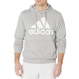 Moletom Com Capuz, Logotipo Da Adidas Essentials Para Homens, Cinza Médio, Mesclado
