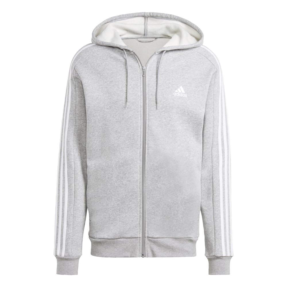 Moletom Masculino Adidas Essentials De Lã Com 3 Listras E Zíper Completo