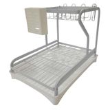 Escorredor De Louças Duplo Branco Com Bandeja - Quanhe