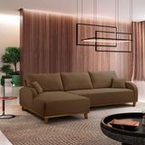 Sofá Albano Veludo 250 Chaise Lado Esquerdo Meu Sofá Online B016 Veludo Marrom