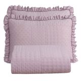 Colcha Casal Percal 300 Fios Babado Malvinni 3 Peças - Rose