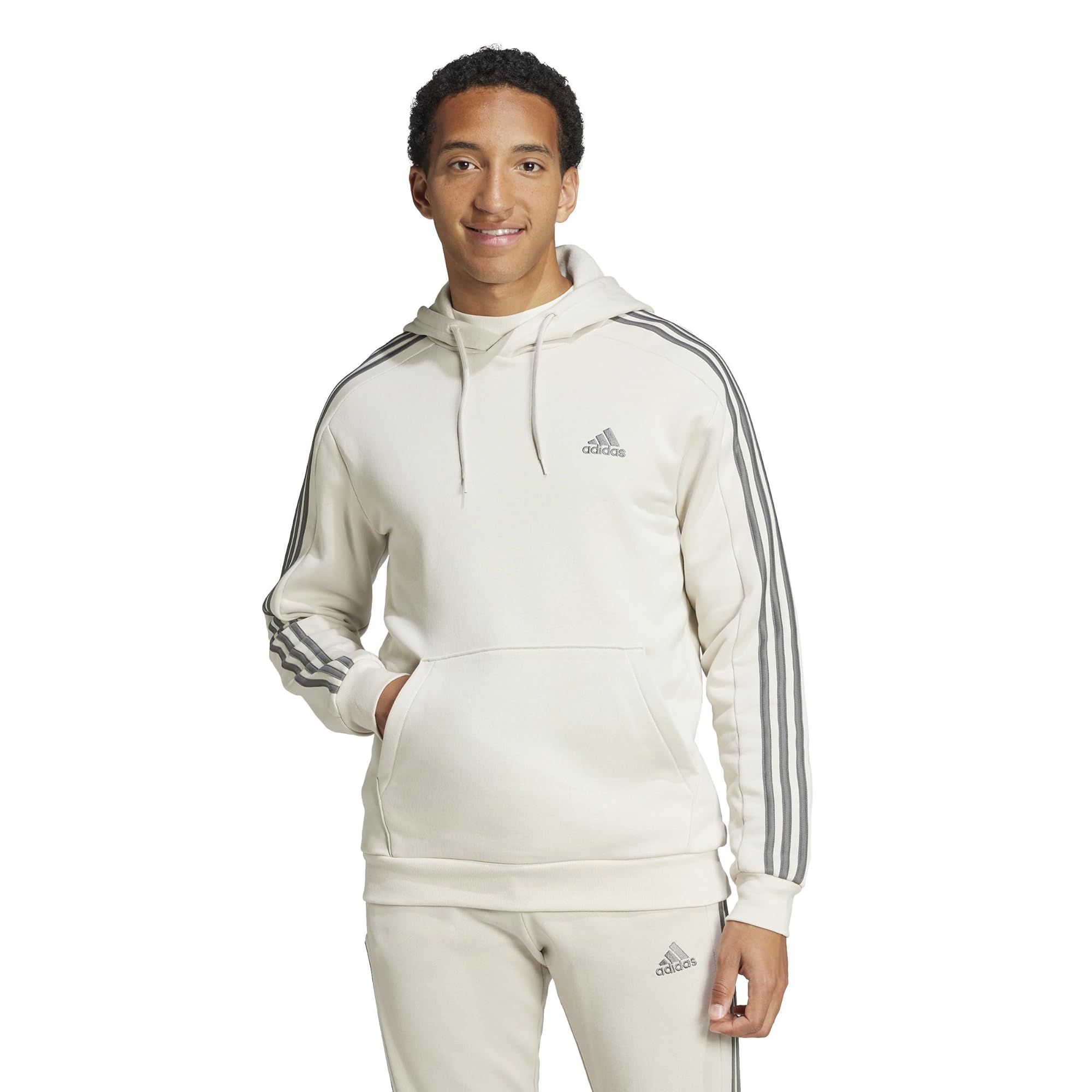 Moletom Masculino Adidas Essentials Fleece, 3 Listras, Alumina