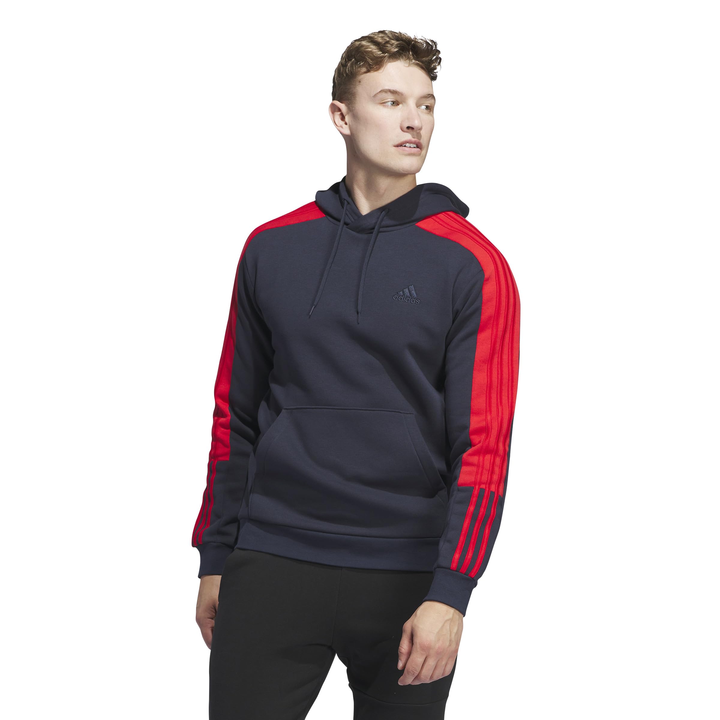 Moletom Masculino Adidas Essentials De Lã Com 3 Listras, Bloqueado Em Cores