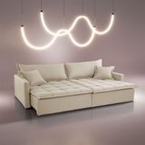 Sofá Cama Flora 02 Módulos De 120cm Br 15cm Meu Sofá Online A294 Linho Creme