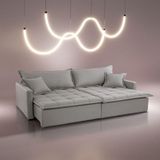 Sofá Cama Flora 02 Módulos De 120cm Br 15cm Meu Sofá Online A230 Linho Cinza