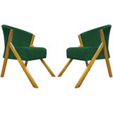 Kit 2 Poltronas Decorativa You Suede Braça Amadeirada - Verde Suede