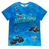 Camiseta Monster Jam Megalodon Monster Truck Azul Para Meninos 5t