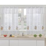 Cortina Para Cozinha Renda Flores Para Varão Simples 1,20m X 2,50m