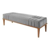 Recamier Estofado Base Madeira Maciça Eucalipto Urban 150cm Cinza Claro