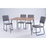Conjunto Mesa De Jantar Barcelona Tampo Retangular E Quatro Cadeiras Barcelona Preto/cinza/freijó