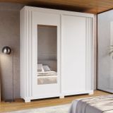Guarda-roupa Casal 180cm 2 Portas Com Espelho Freesia Espresso Móveis Branco