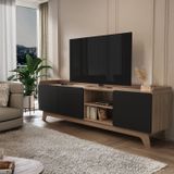Rack John Para Sala De Estar - 200x61x38,5cm Freijó/preto