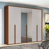 Guarda-roupa 6 Portas 4 Gavetas 100% Mdf Com Espelho Style Frassino/off White