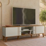 Rack Denver 180cm Para Tv Até 75 Polegadas 2 Portas Off White/ Nature
