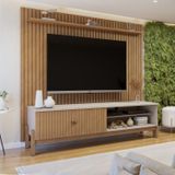 Rack Com Painel Vitória Para Tv Até 55 Polegadas 2 Portas Mdf Fresado Off White/cinamomo
