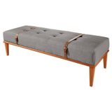 Recamier Estofado Base Madeira Maciça Eucalipto Vintage 150cm Cinza