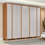 Guarda-roupa 8 Portas 6 Gavetas 100% Mdf Com Pés Ergon Amêndoa Clean/off White