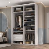 Closet Solteiro 100% Mdf 139,5cm 2 Gavetas Moutier Branco