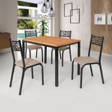 Conjunto Jade Flex 110cm Tampo Laminado Com 4 Cadeiras Preto Fosco/bege/freijo