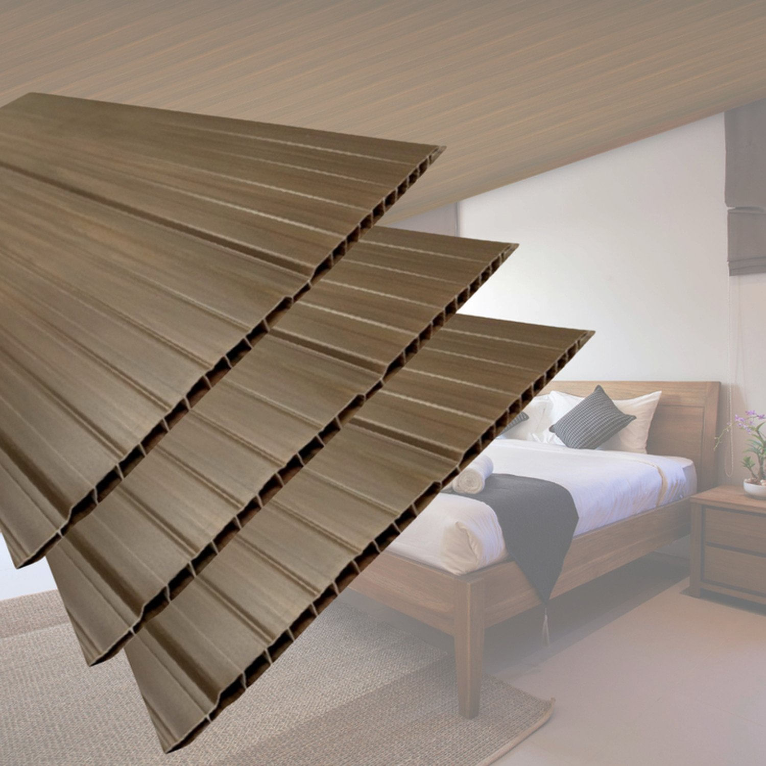 Kit Com 240 M² Forro De Pvc 8mm X 20cm X 3m Permatti Imbuia