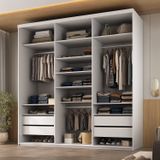 Closet Casal 100% Mdf 208cm 4 Gavetas Moutier Branco