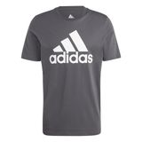 Camiseta Masculina Adidas Essentials, Camisa Única, 3 Listras, Cinza