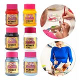 Tinta Para Artesanato Fosca Pva 37ml Kit Com 6 Cores Acrilex