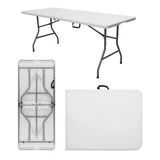 Mesa Dobrável Vira Maleta Portátil 1,80m Branco