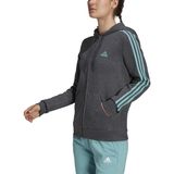 Moletom Feminino Adidas Essentials Com Zíper Completo Cinza Escuro Urze/menta
