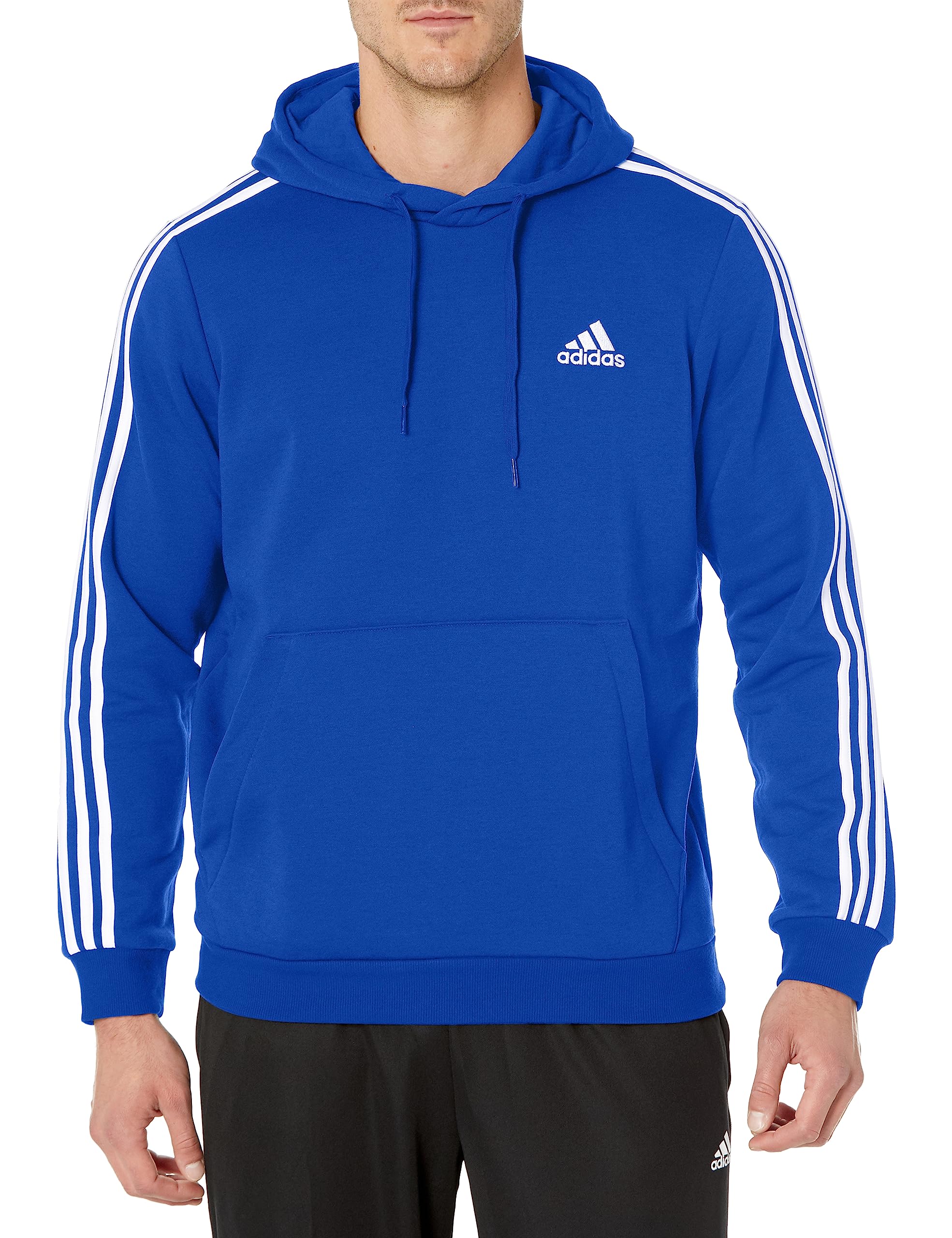 Moletom Masculino Adidas Essentials Fleece, 3 Listras, Azul Semilúcido