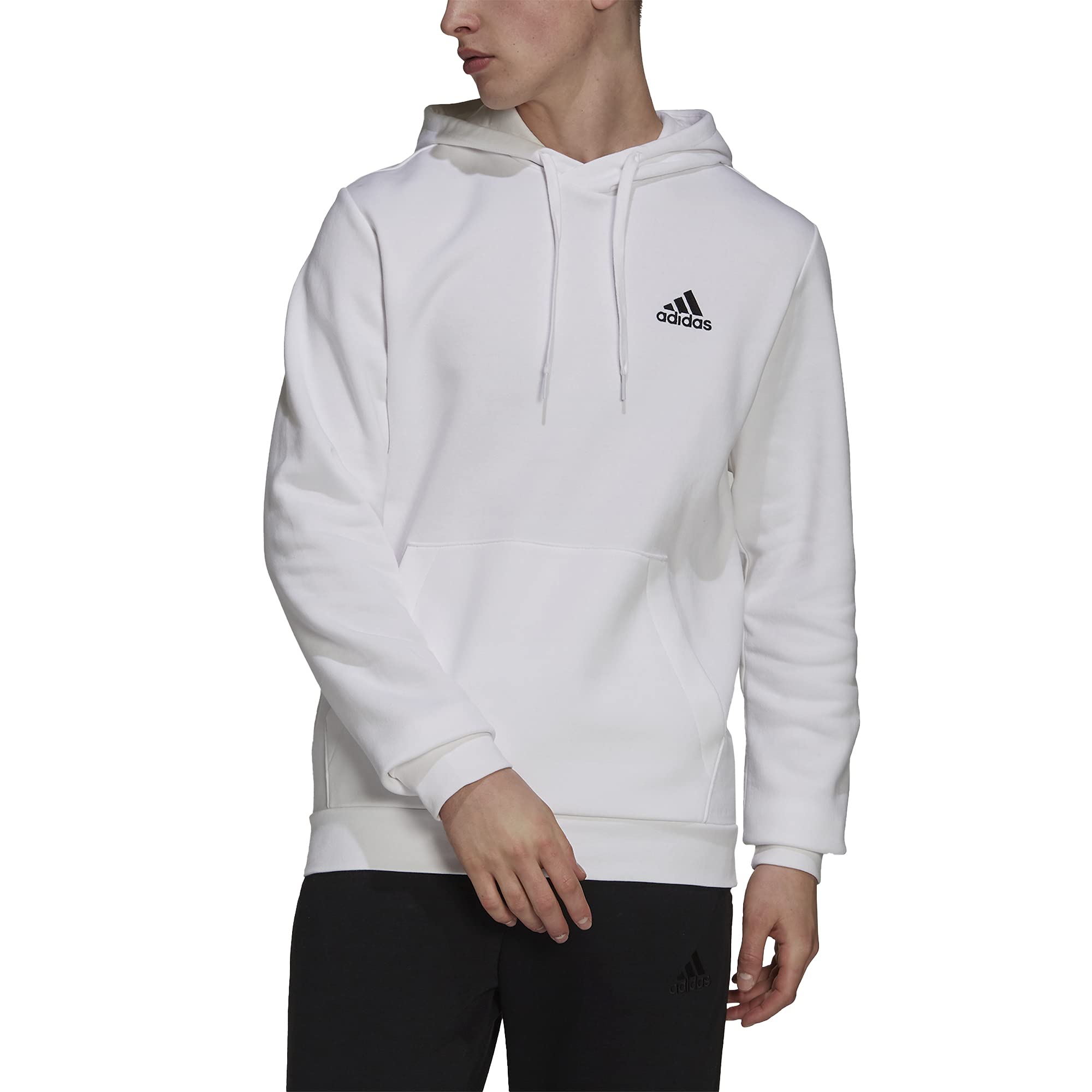 Moletom Com Capuz Adidas Essentials Fleece Para Homens Branco/preto - M